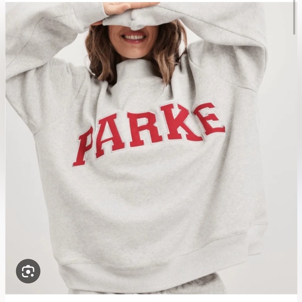 Parke Valentines Day Mockneck Gray with Red Lettering